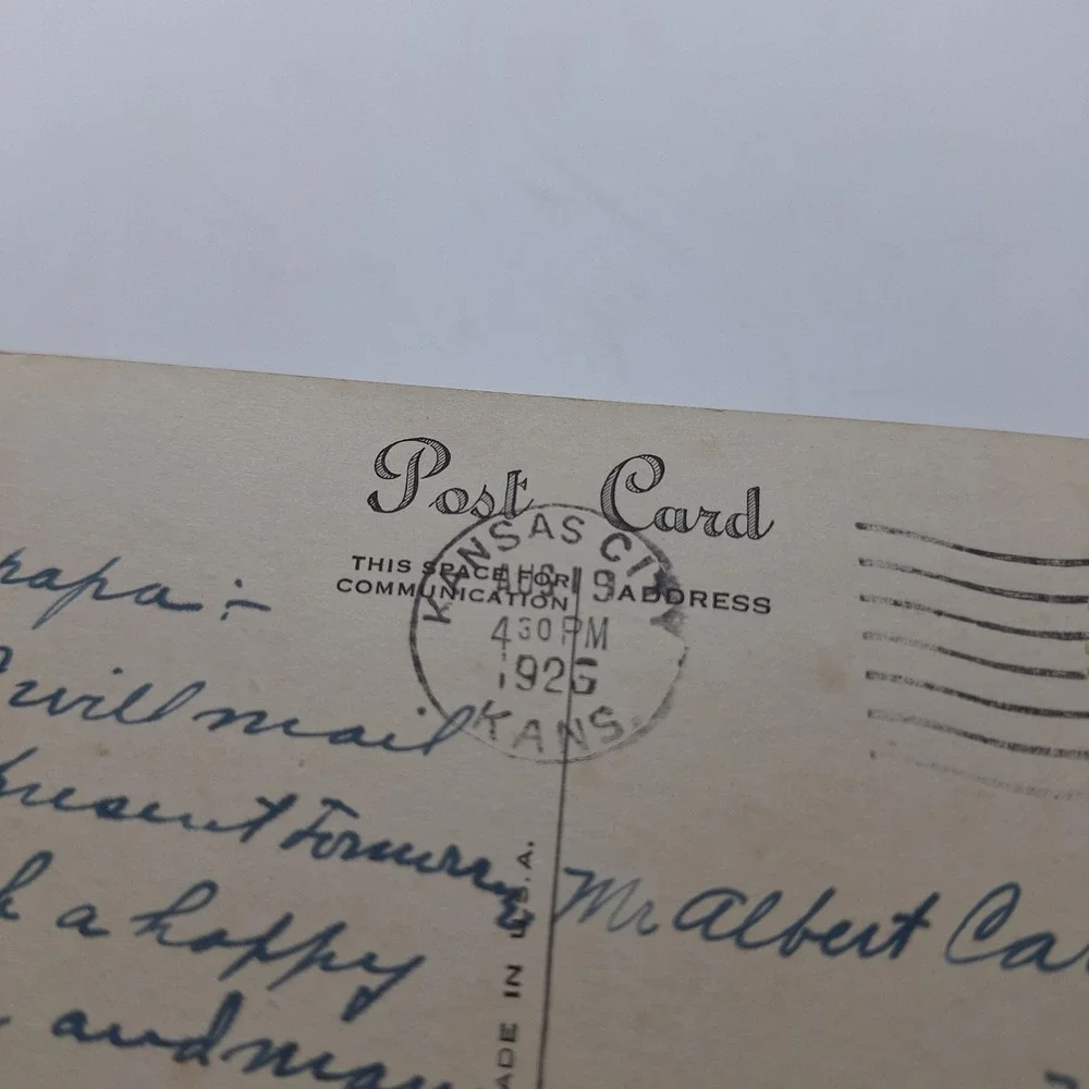 Antique Postcard Kansas City 1925 Birthday Message‎ US Postage Stamp